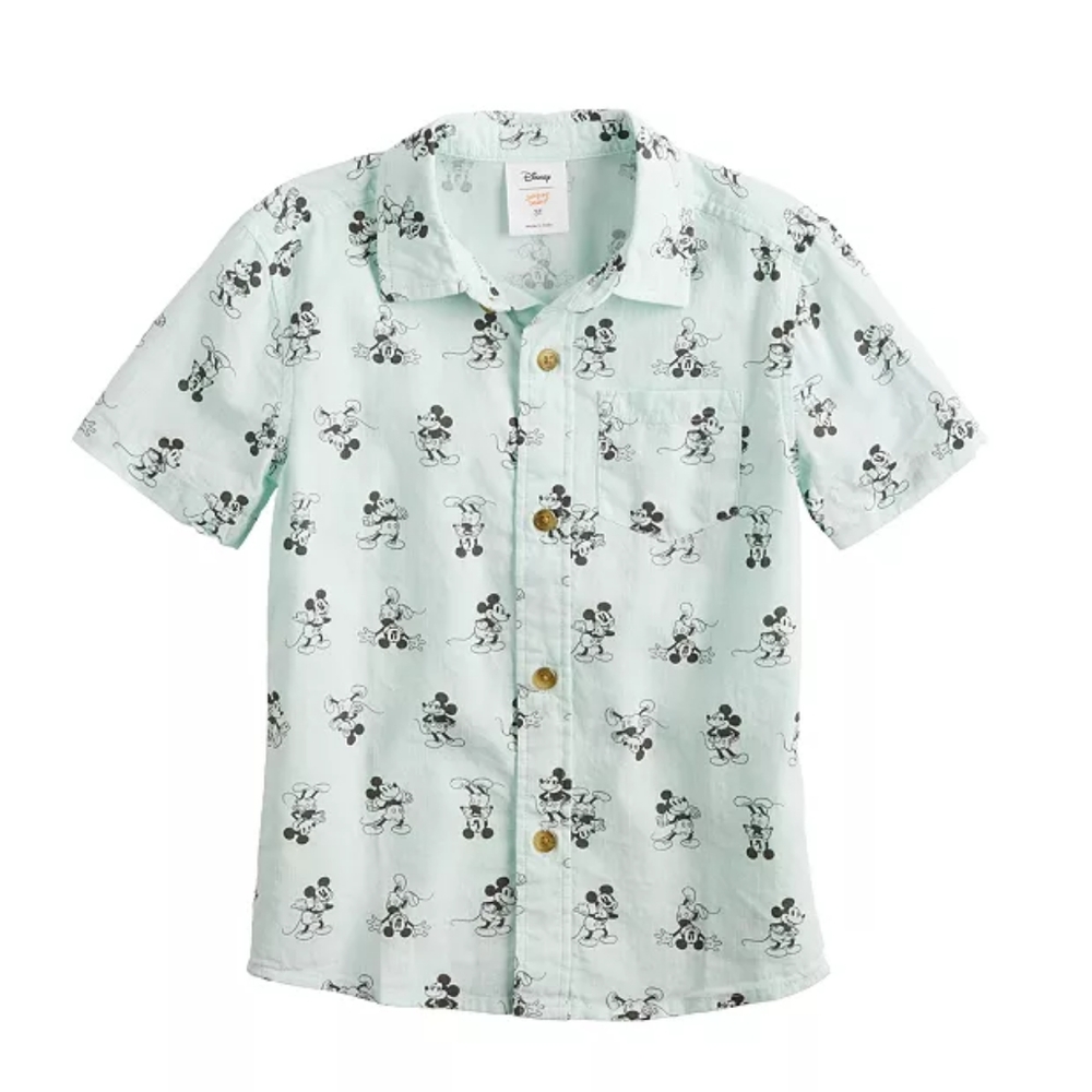 NWT 3T Jumping Beans Disney Mickey Mouse Toddler Boy Button Front Shirt Cotton